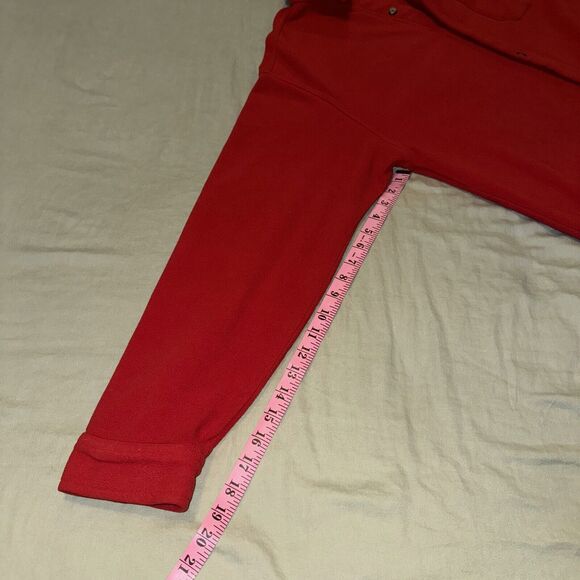 Gap Shacket Large Red Fleece Lined Long Sleeve Collared Pocket Button Front - Picture 7 of 8